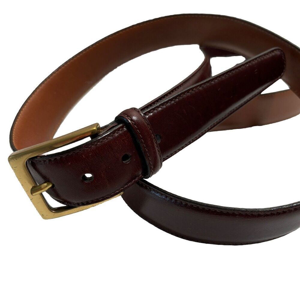 Trafalgar Mens Cognac Brown Genuine‎ Cortina Leather Dress Belt Sz 44 USA Made
